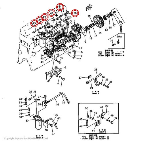 لوله فارسونگا سوخت انژکتور موتور کوماتسو 6D 105