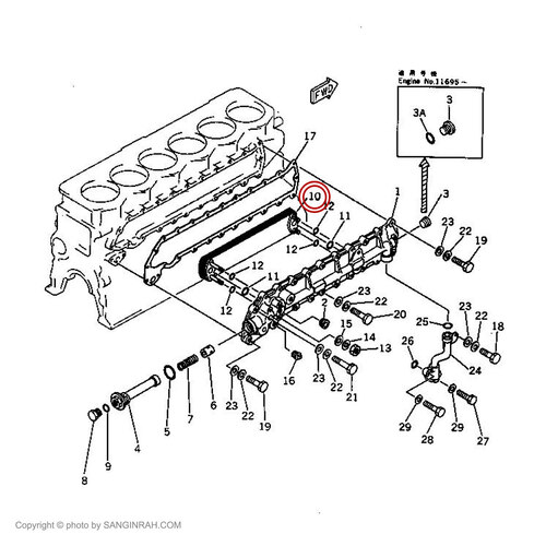 المنت سرد کن روغن موتور کوماتسو 6D 105