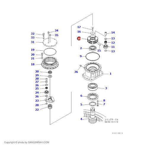 کاریر بزرگ گیربکس گردان بیل مکانیکی کوماتسو PC200-7