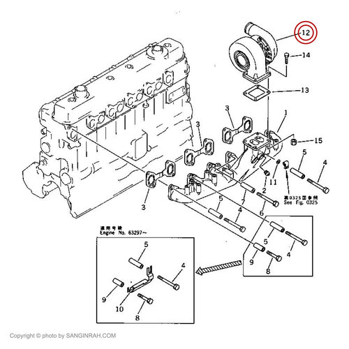 توربو شارژر موتور بیل مکانیکی کوماتسو PC200-1
