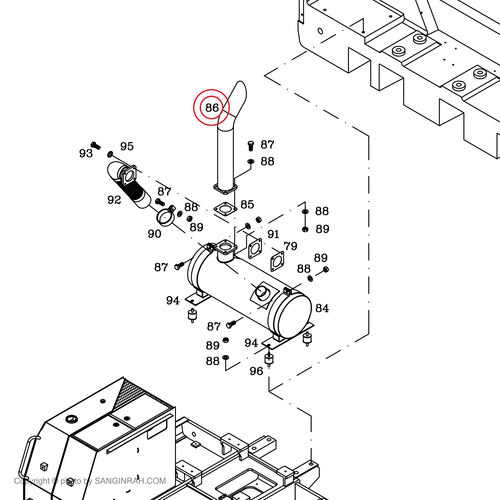 لوله منبع اگزوز بیل مکانیکی هپکو HE100