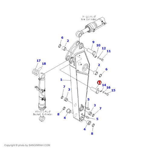 پین ته جک خالی کن بیل مکانیکی کوماتسو PC400-7