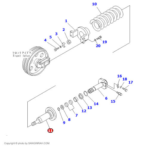 سیلندر زنجیر سفت کن بیل مکانیکی کوماتسو PC200-7