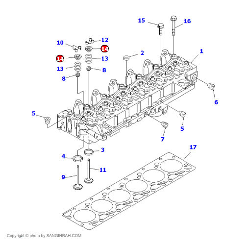 پولکی فنر سوپاپ موتور بیل مکانیکی کوماتسو PC200-7