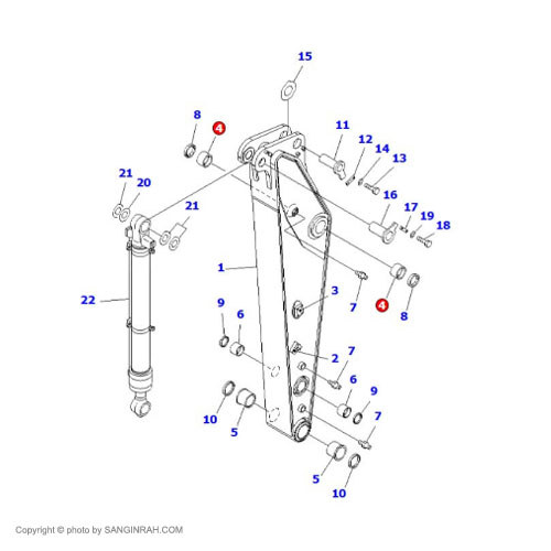 بوش استیک به دکل بیل مکانیکی کوماتسو PC200-7