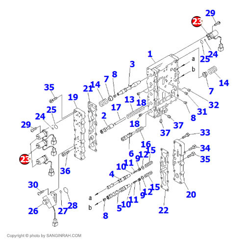 شیر برقی شیر کنترل گیربکس لودر کوماتسو WA 470-3