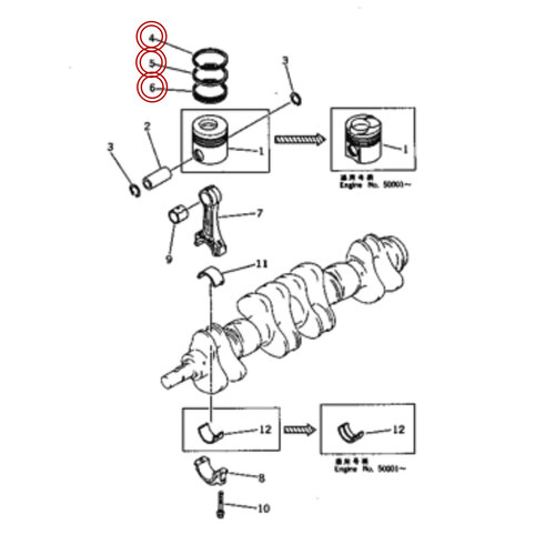 رینگ موتور بیل مکانیکی کوماتسو 6D 105