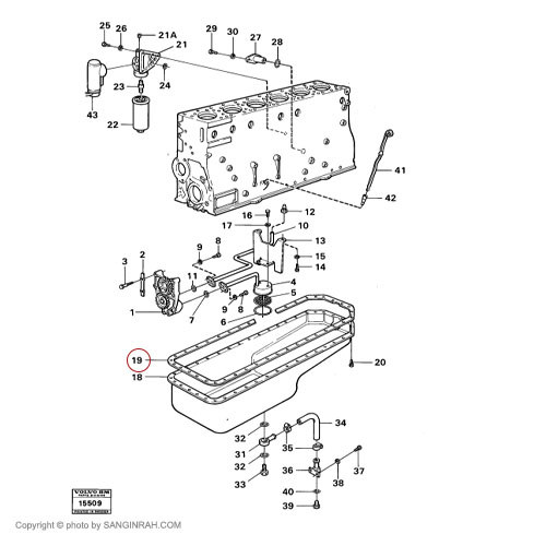 واشر کارتل روغن موتور لودر ولوو 4400
