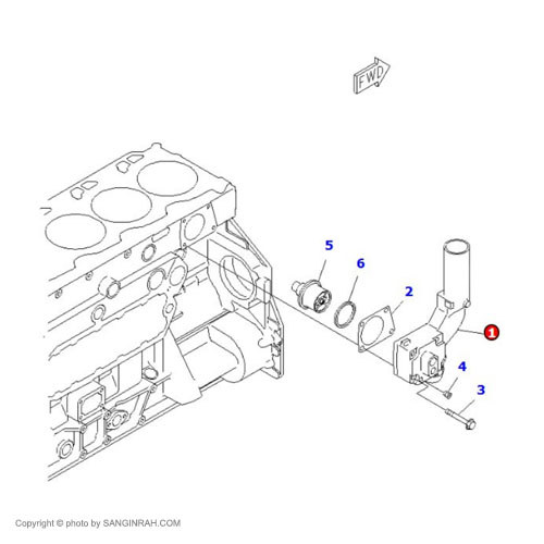 هوزینگ ترموستات موتور کوماتسو 6D125 E3