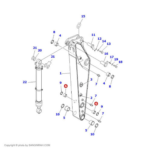 بوش ملخی و سر استیک بیل مکانیکی کوماتسو PC200-7