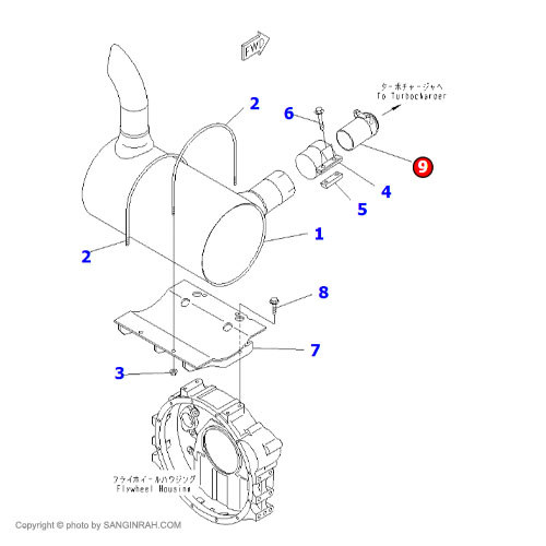 لوله اگزوز بیل مکانیکی کوماتسو PC200-7