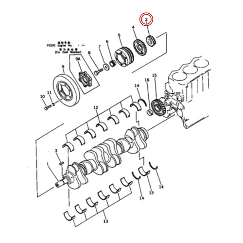 دنده میل لنگ بیل مکانیکی کوماتسو PC200-1