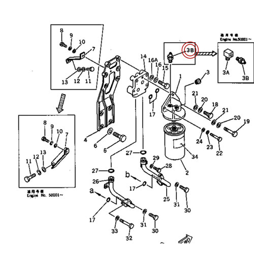 سنسور فشار روغن موتور کوماتسو 6D 105
