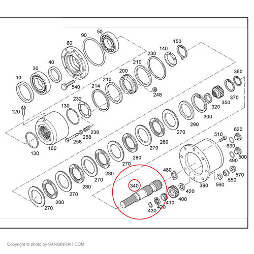 دنده سرپلوس چرخ جلو بیل مکانیکی هپکو A900