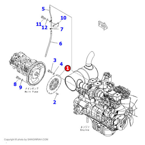صفحه پشت موتور بیل مکانیکی کوماتسو PC200-7