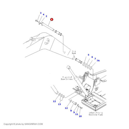 پین سر جک بالابر بیل مکانیکی کوماتسو PC200-7