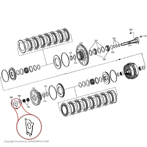 تراست واشر دو شاخه گیربکس زد اف ZF 6WG200