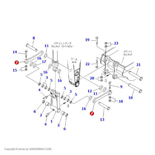 ملخی پشت باکت بیل مکانیکی کوماتسو PC200-7