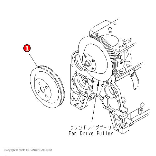 فولی پشت پروانه موتور کوماتسو 6D102