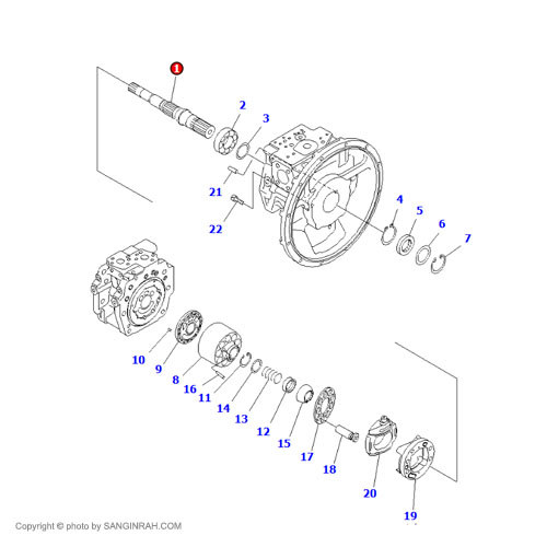 شفت پمپ مادر بیل مکانیکی کوماتسو PC220-7