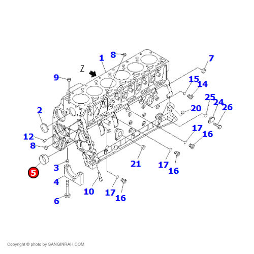 بوش سر میل سوپاپ بیل مکانیکی کوماتسو PC200-7
