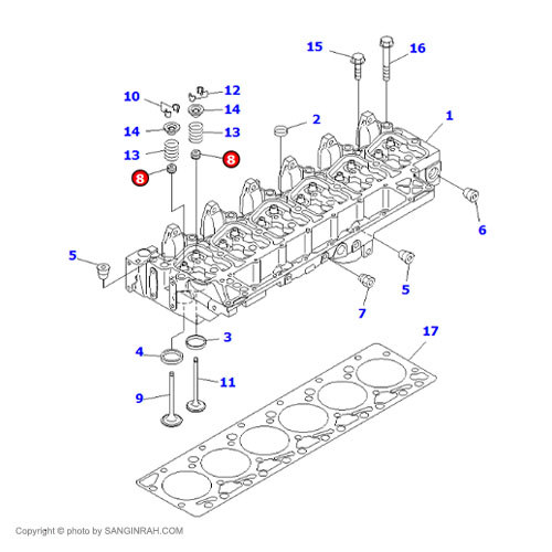 لاستیک ساق سوپاپ موتور  بیل مکانیکی کوماتسو PC200-7