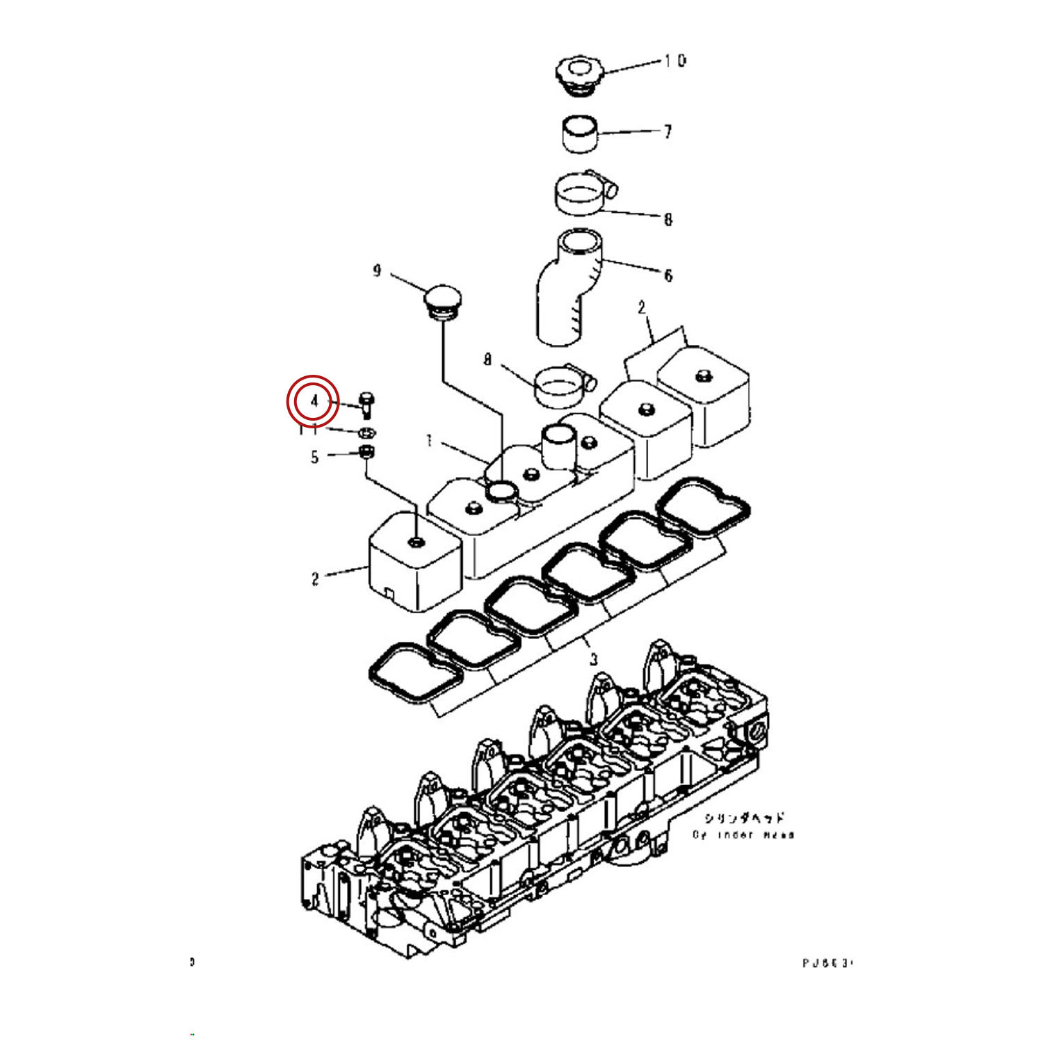 پیچ درب سوپاپ بیل مکانیکی کوماتسو PC200-7