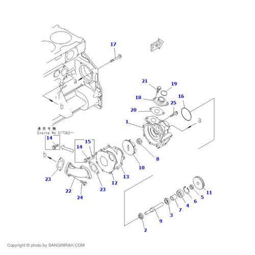 واتر پمپ موتور کوماتسو 6D125 E3