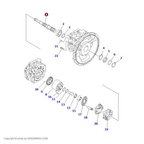 شافت پمپ مادر بیل مکانیکی کوماتسو PC200-7