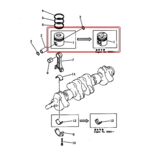 پیستون موتور کوماتسو 6D 105