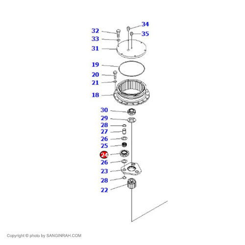 دنده هرزگرد کاریر مثلثی گردان بیل مکانیکی کوماتسو PC200-7
