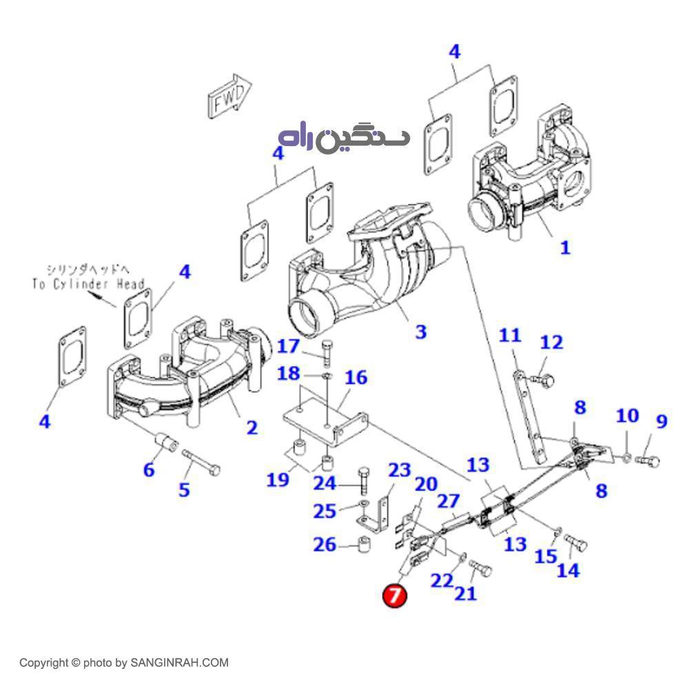 سنسور منیفولد اگزوز موتور کوماتسو 6D 170 E-5