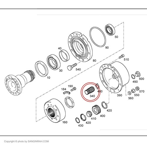 دنده سرپلوس چرخ عقب بیل مکانیکی هپکو A900