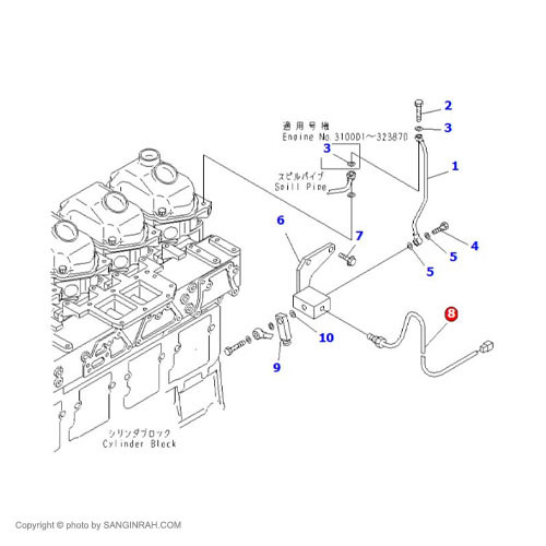 سنسور حرارت آب موتور کوماتسو 6D125 E3