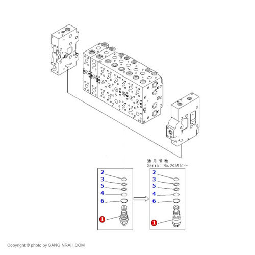 رلیف شیر کنترل بیل مکانیکی کوماتسو PC200-7