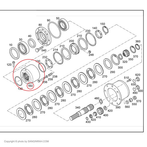 دنده رینگ گیر چرخ بیل مکانیکی هپکو A900