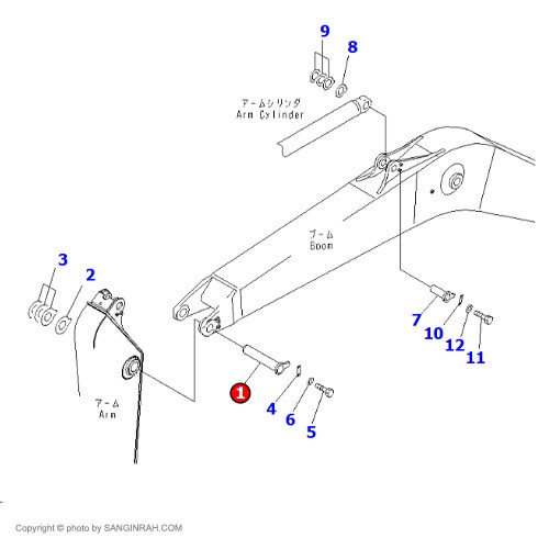 پین استیک به دکل بیل مکانیکی کوماتسو PC220-7