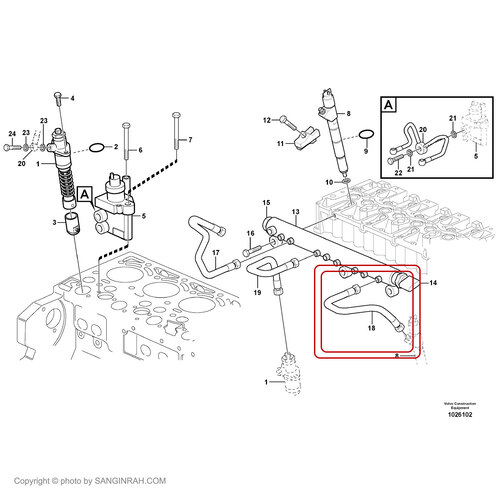 لوله انژکتور سوخت بیل مکانیکی ولوو EC 210 BLC