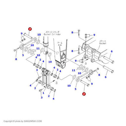 پین ملخی پشت باکت بیل مکانیکی کوماتسو PC400-7