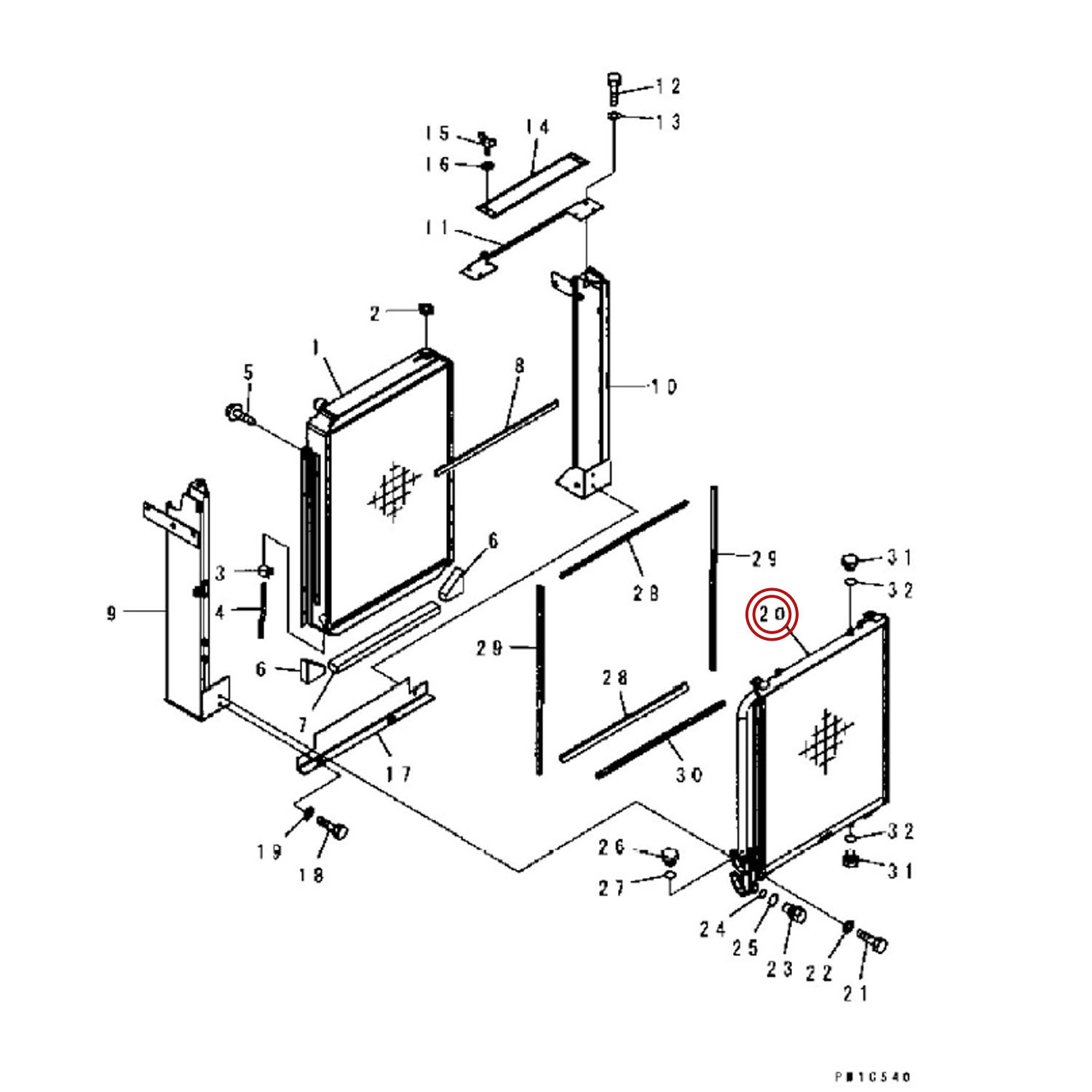 رادیاتور روغن  بیل کوماتسو PC200-7