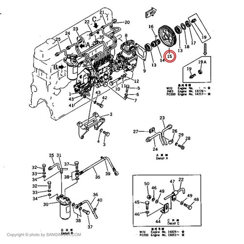 دنده پمپ گازوئیل موتور کوماتسو 6D 105