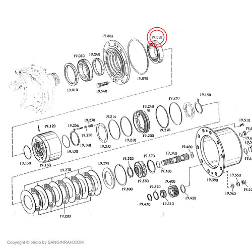 بلبرینگ توپی چرخ بزرگ بیل مکانیکی هپکو HE100
