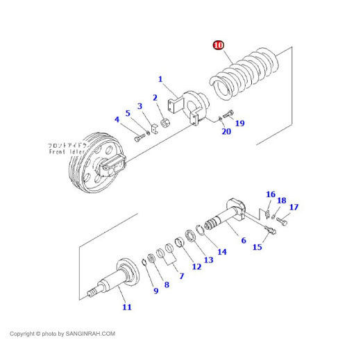 فنر زنجیر سفت کن بیل مکانیکی کوماتسو PC200-7