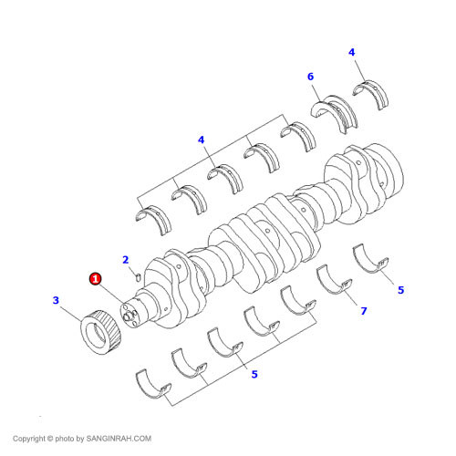 میل لنگ موتور موتور کوماتسو 6D102