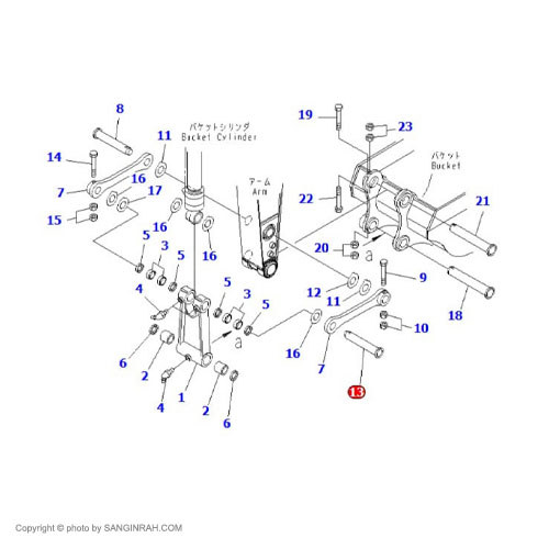 پین ملخی به اچ بیل مکانیکی کوماتسو PC200-7