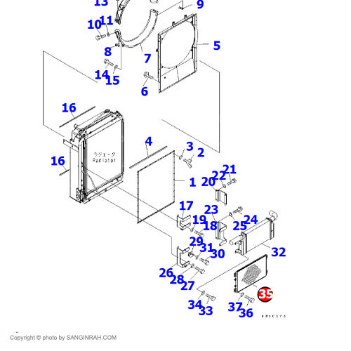 کندانسور کولر بیل مکانیکی کوماتسو PC200-7