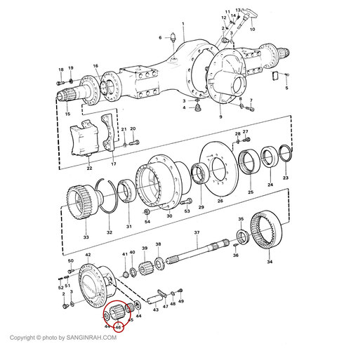 دنده هرزگرد چرخ عقب لودر ولوو L90BM