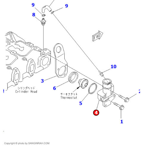 هوزینگ ترموستات موتور کوماتسو 6D102
