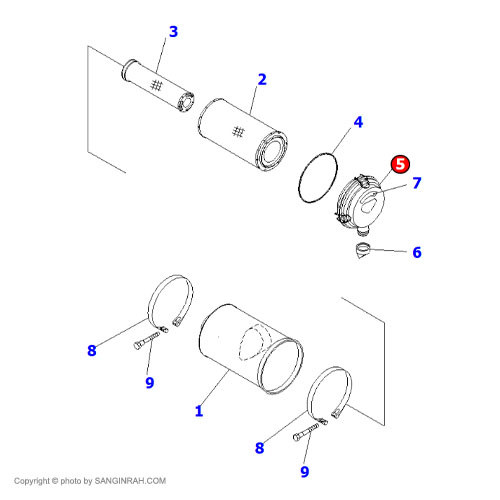 درپوش فیلتر هواکش موتور کوماتسو 6D102