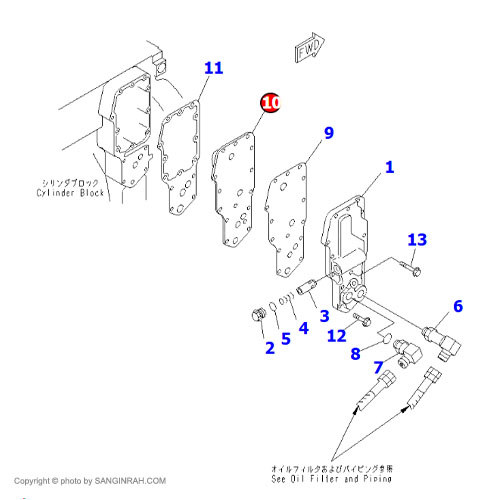 المنت کولر روغن موتور کوماتسو 6D102
